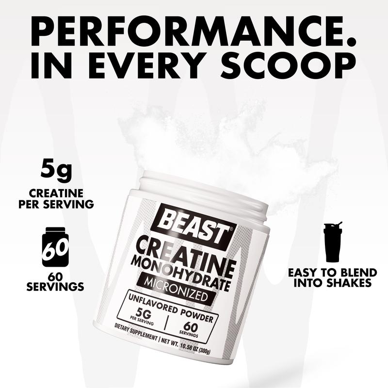 Creatine Monohydrate Powder (300g / 60 Servings) - BEAST